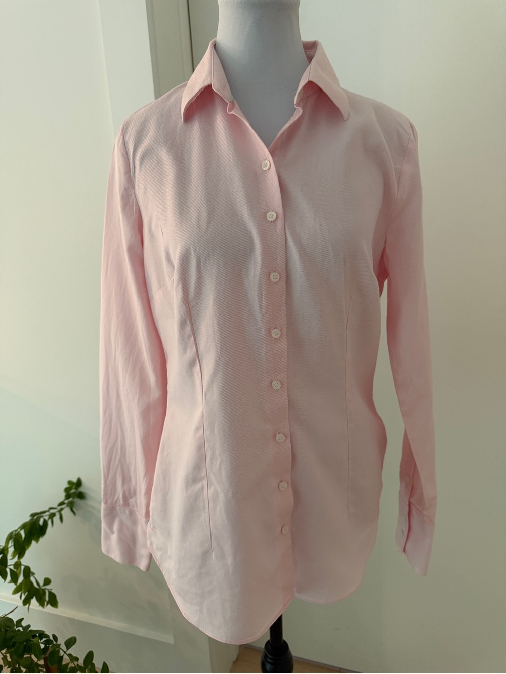 HAWES & CURTIS Fitted Twill Long Sleeve Button Front Shirt Luxury 2 Ply Cotton